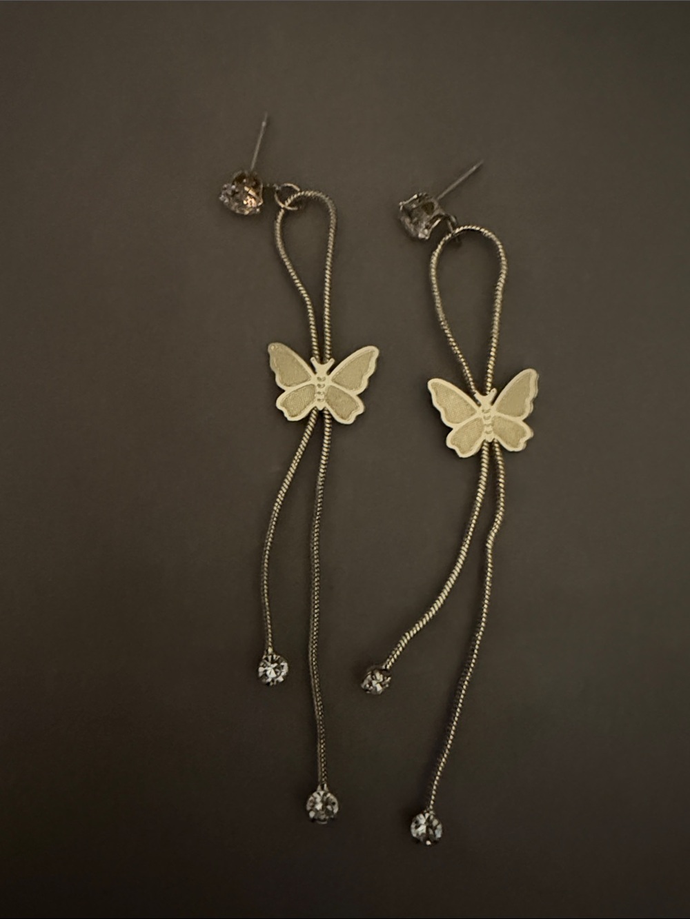 Delicate Gold Butterfly Drop Earrings - Women Jewelry